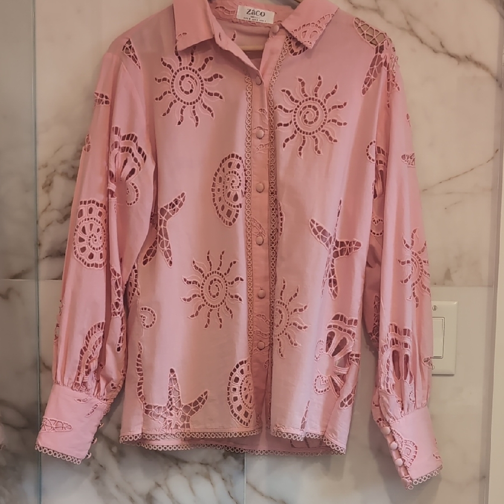 Pink Womens Embroidered Shirt